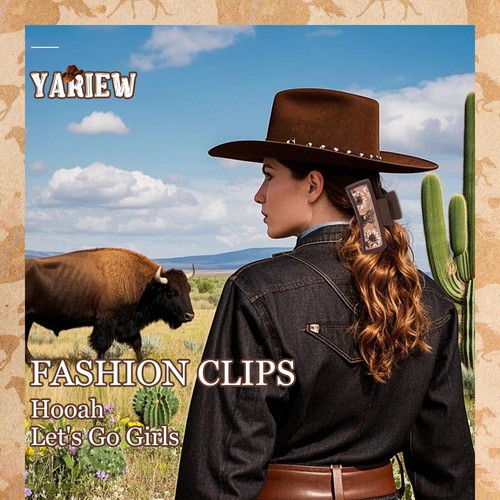 Large Hair Claw Clips for Thick Hair 4" Leather Western Hair Clips Cattle Sun... - Picture 7 of 7