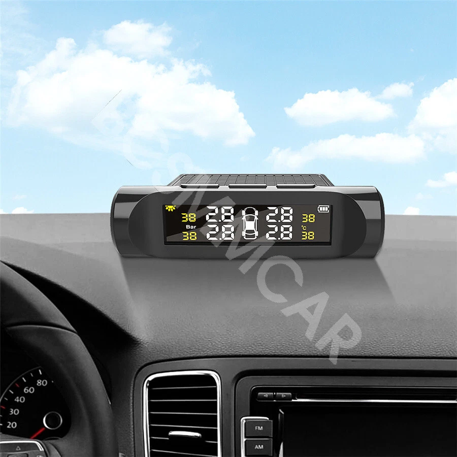Monitor de presión de neumáticos de coche TPMS alarma pantalla digital LCD con 4 sensores externos Foto 3 de 4