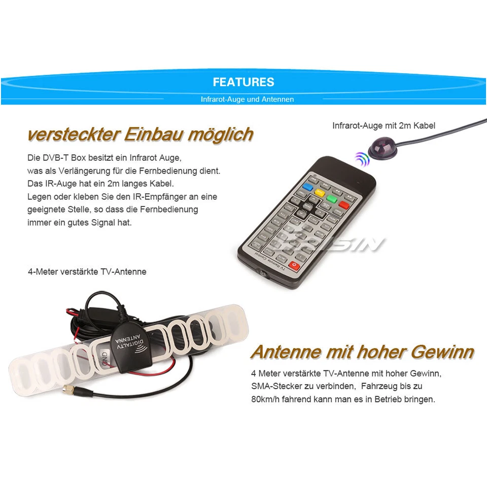 Erisin ES336 Auto Mobile HD DVB-T2/T Digital TV Empfänger H.265 H.264 USB H.265 - Bild 4 von 4