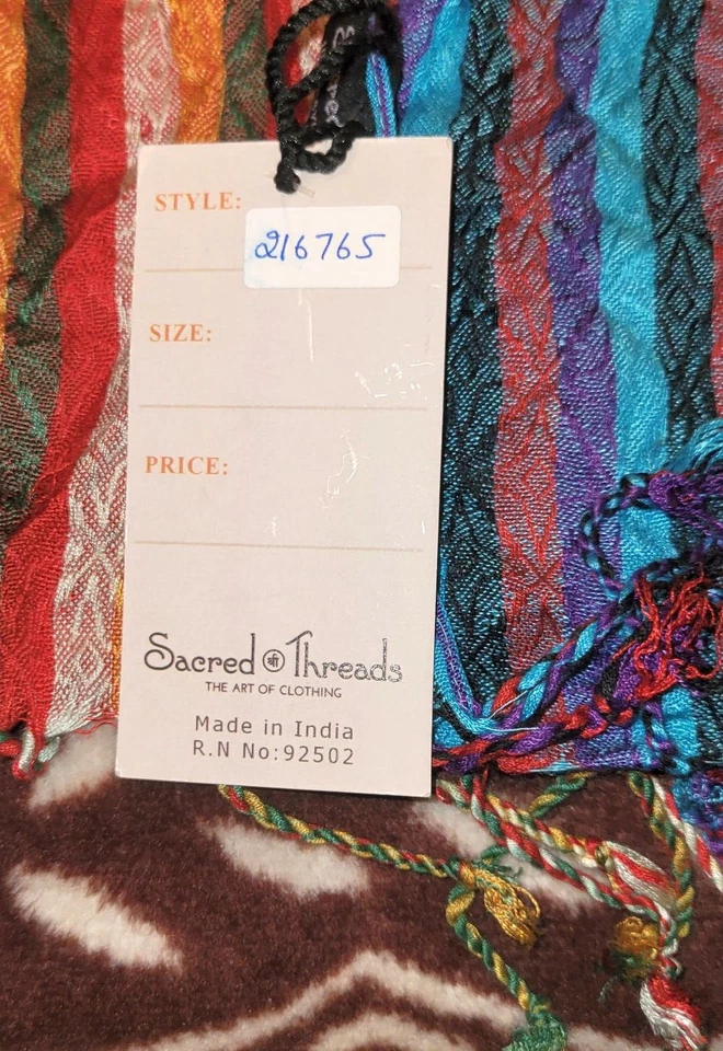 Шарф / надежном x 2 священные нити индийский (вискоза) и наплечная сумка (хлопок) - Изображение 4 из 4