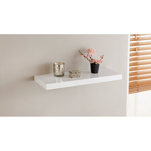 Alto Brillo 60cm PVC Pared Flotante Blanco Exhibición Estante Montado en Pared Decoración Cualquier Habitación - Imagen 7 de 10