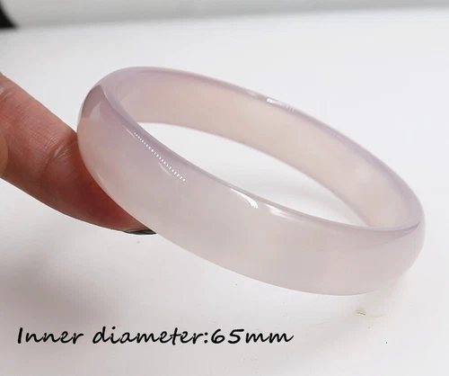 65 mm Chinese Natural Purple Agate Chalcedony Jade Bracelet Bangle+Box - Picture 2 of 2