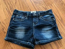 MUDD Girls 5 Pocket Adjustable Waist Blue Denim Jean Shorts Size 10 EUC