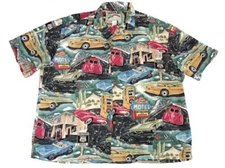 Paradise Found Hawaii Vintage Corvettes Town Busy Collage S/S Shirt Mn's XL/XLL