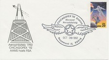 USA 1992 CHICAGOPEX `92 Station / Discover Aerophilately / OCT 30 1992 / Rosemon