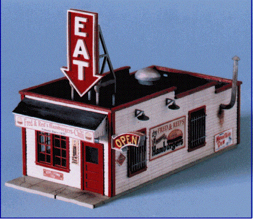 BLAIR LINE 1/87 HO Scale FRED & RED'S HAMBURGERS Cafe Laser-Cut Wood Kit 184-190 - Picture 3 of 7