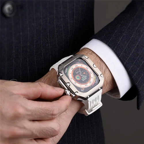Titanium Alloy Case+Silicone Strap MOD KIT For Apple Watch Ultra /Ultra 2 3 49mm - Picture 7 of 44