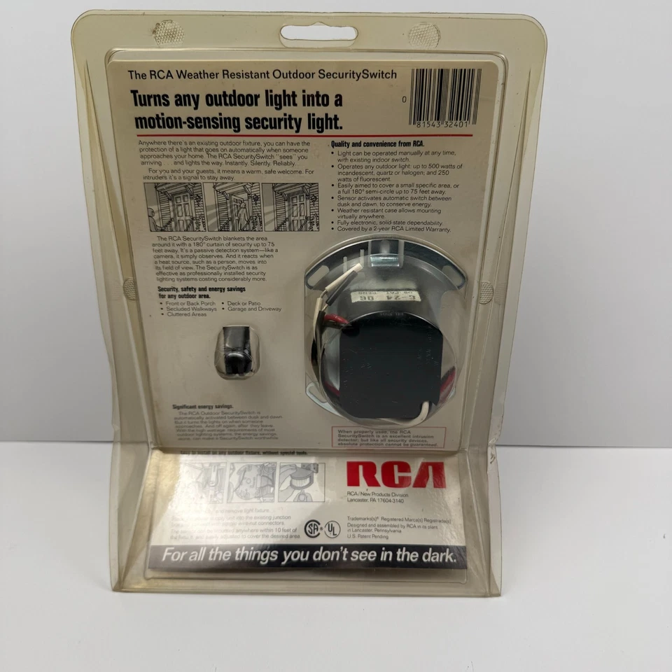 RCA Weather Resistant Outdoor Security Switch Model C-24 New Sealed Vintage - Image 2 of 4