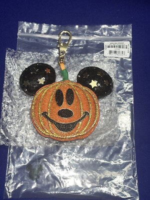 BaubleBar Disney Halloween Mickey Mouse Pumpkin Puff Bag Charm Keychain NWT