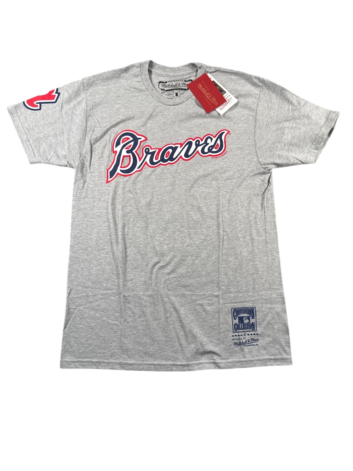 Mitchell & Ness Cooperstown Hank Aaron Atlanta Braves T Shirt Mens Medium Gray