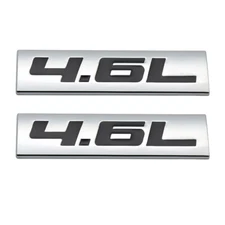 2x Chrome Black 4.6L Emblem 4.6 Logo Car Side Badge Metal Sticker Sport Turbo