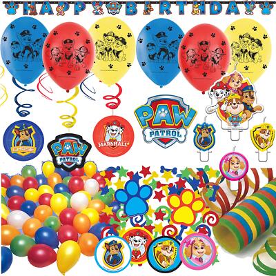 Deko-Set PAW PATROL für Kinder zum Kindergeburtstag + Mottoparty mit 73 Teilen