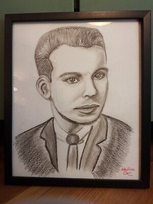 Original Pencil/Charcoal Art Man Portrait Framed Signed