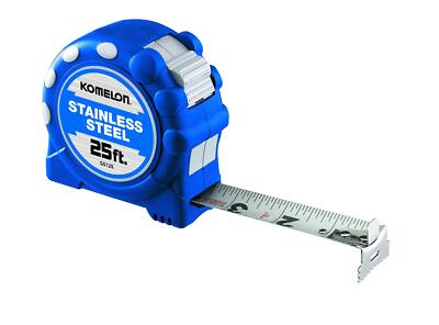Komelon 25 Foot Blue Stainless Steel Measuring Tape Durable Rust Resistant Tape