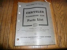 1949 Chrysler Passenger Car Parts List - Chrysler C38 C39 C40 - Vintage