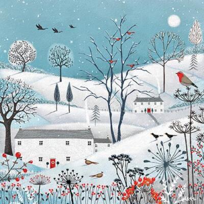 20 Servietten Winter is here Ausblick Winter Stadt Tier Natur Tischdeko 33x33cm