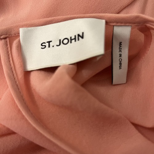 ST. JOHN pink silk gown dress size 2 sheer cape georgette plunging evening NWOT - Picture 17 of 20