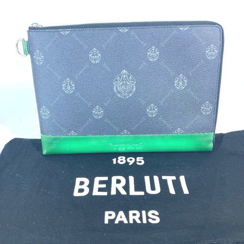 Berluti L-shaped fastener Nino Logo pouch bag Clutch bag PVC/Leather gray/Green - Picture 13 of 13