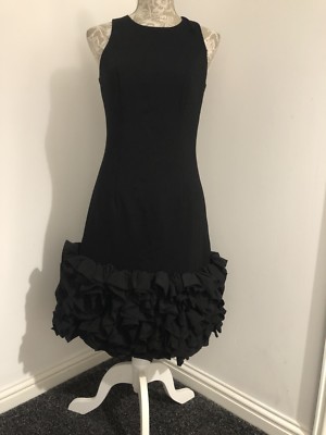 black midi ruffle dress