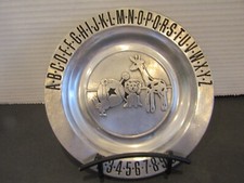 PEWTAREX PEWTER Baby ABC Alphabet  Numbers 7.5" Plate