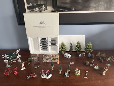 department 56 lemax Accessories lot Trees Fence Figures Figurine AS IS