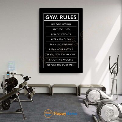 Gym Rules Wall Art Home Gym Decor Workout Room Gym Fitness Quote