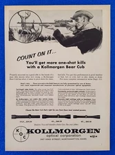 1958 KOLLMORGEN OPTICAL CORP. VINTAGE PRINT AD BEAR CUB SCOPES FREE SHIPPING
