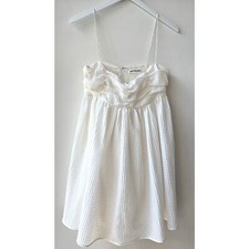 Reformation Catarina White Mini Babydoll Tent Dress Textured Size Large / XL EUC