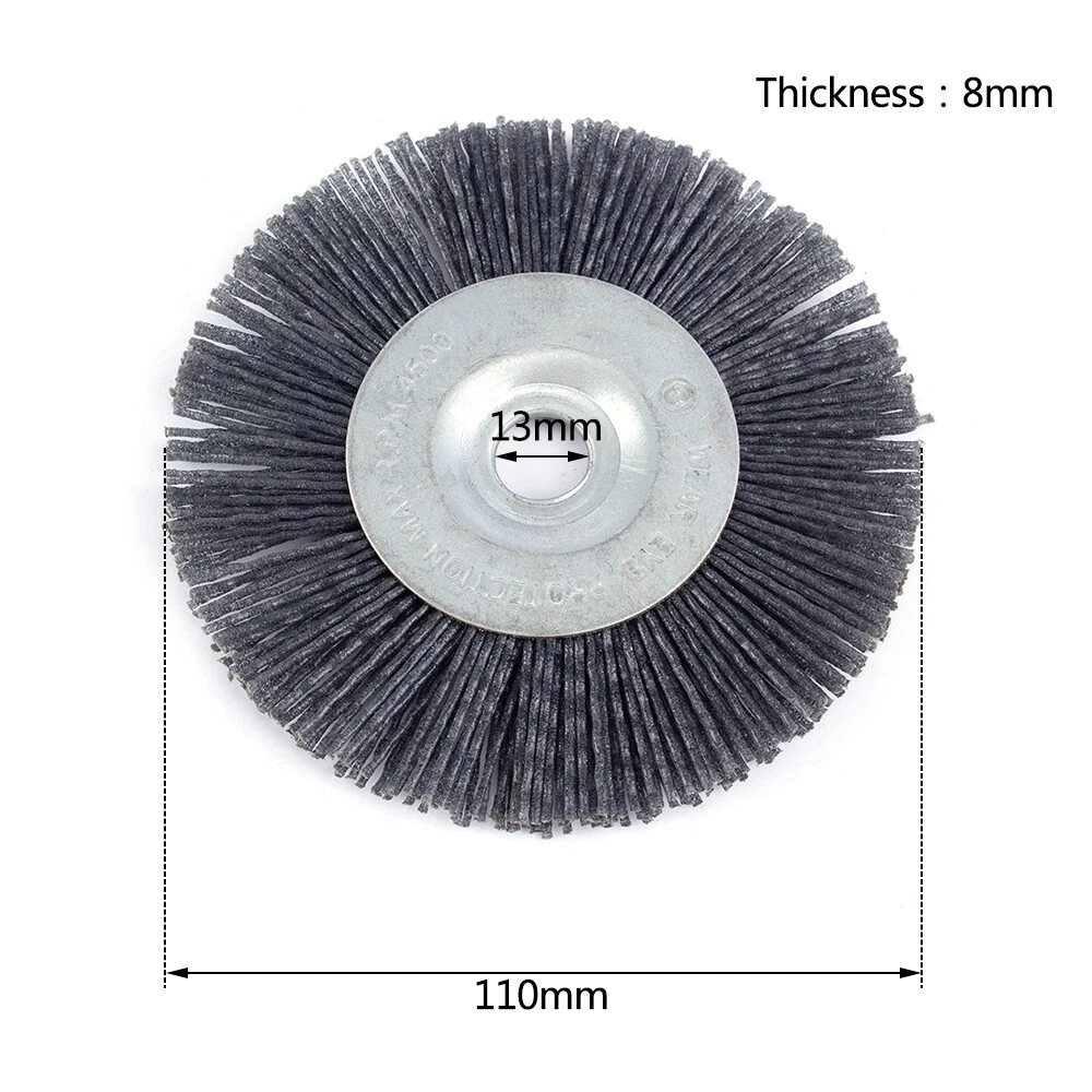 2Pcs 110mm Nylon Abrasive Wire Brush Polishing Wheel for Bench Grinder 13mm Bore