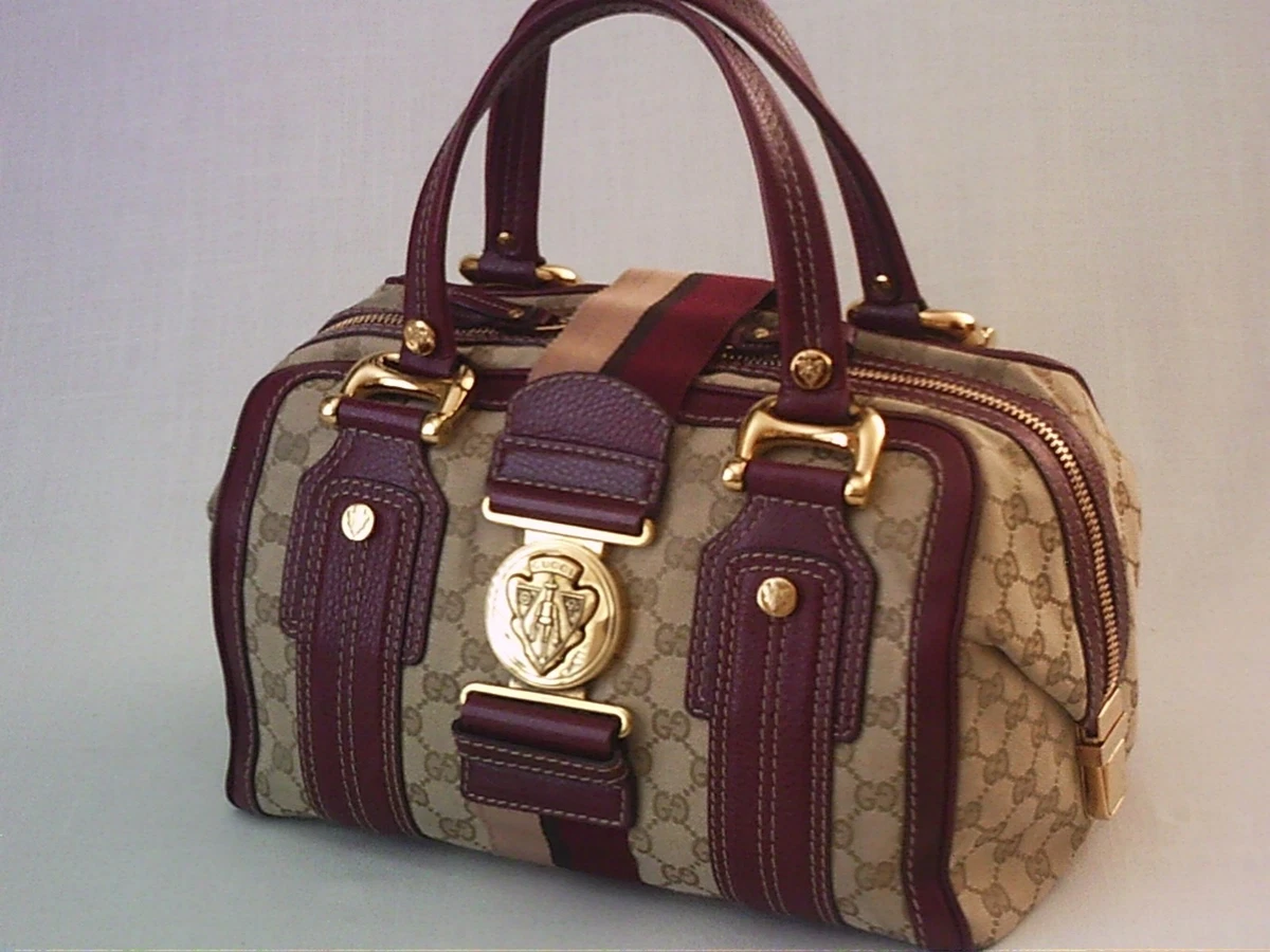 Gucci Monogram Mini Burgundy Boston Bag