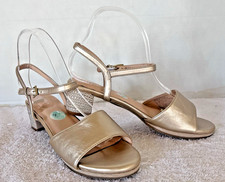 Kenneth Cole Reaction Gold Rhinestone Block Heel Sandal Shoes Size 5.5