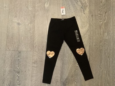 Epic Threads Girls Leggings Black With Hearts On Knees Size Small