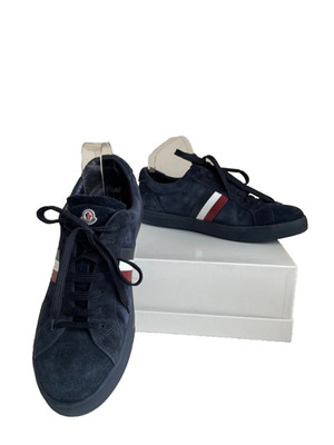 MONCLER MONICO MARINEBLAUE WILDLEDER-SCHNÜRSCHUHE GRÖßE UK 7,5/41,5