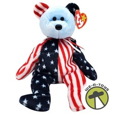 Ty Beanie Babies Spangle the Bear Blue Face Plush 1999