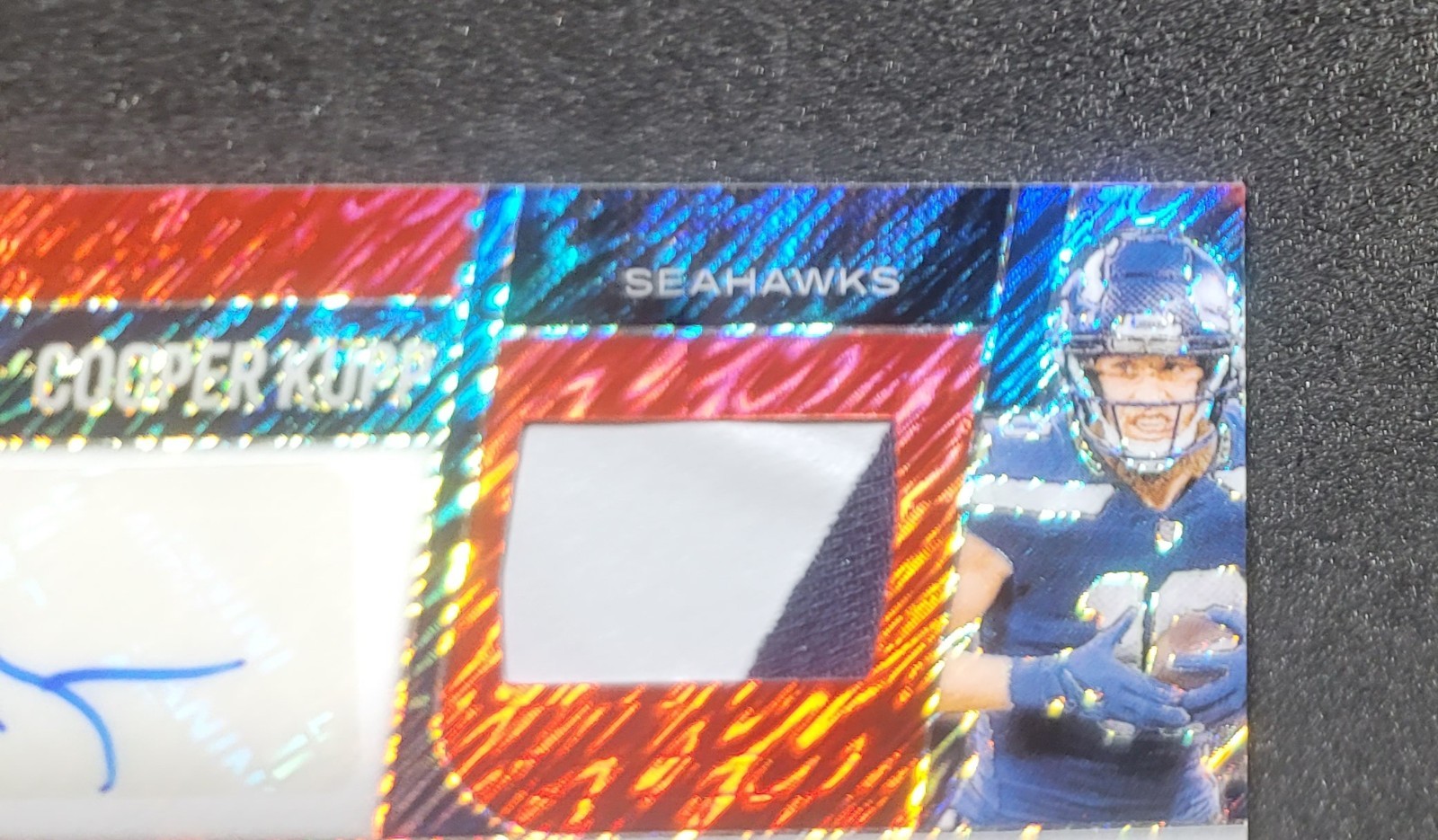 Jaxon Smith-Njigba/Cooper Kupp 2025 Panini Prizm Red Shimmer Dual Patch Auto /35 view 3