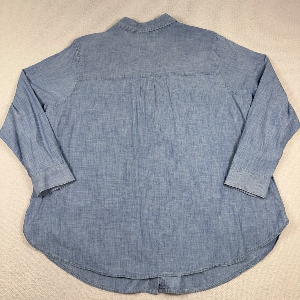 Camisa Levi's para mujer 3X Denim Cambray manga larga abotonada azul defecto menor Foto 4 de 4