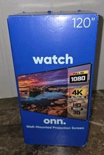 120 Projector Screen Onn Wall Mounted White New