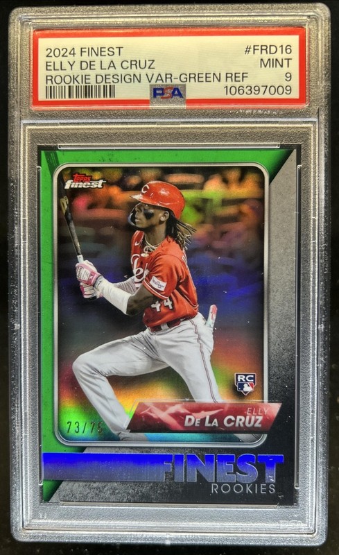 2024 Finest Elly De La Cruz Rookies Design Variations Green Refractor #/75 PSA 9