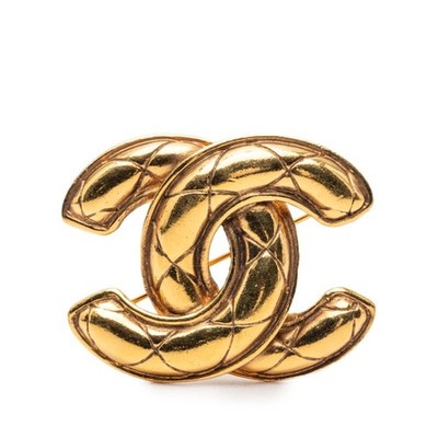 Chanel Coco Mark Matelassé Brooch, Gold Plated, Women's CHANEL GZl1gw8s