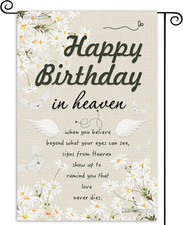Happy Birthday in Heaven Banner Funeral Memorial Flags Cemetery Funeral Sign Mem
