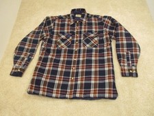 Vintage Sears Jacket Mens Large Quilt Lined Insulated Flannel Plaid Shacket Tall
