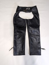CALIFORNIA LEATHER CREATIONS LEATHER MOTORCYCLE CHAPS SZ MEDIUM MADE IN USA