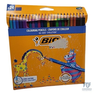 BIC Kids Buntstifte ECOlutions Evolution, zum Malen in 24 Farben, im Karton Etui
