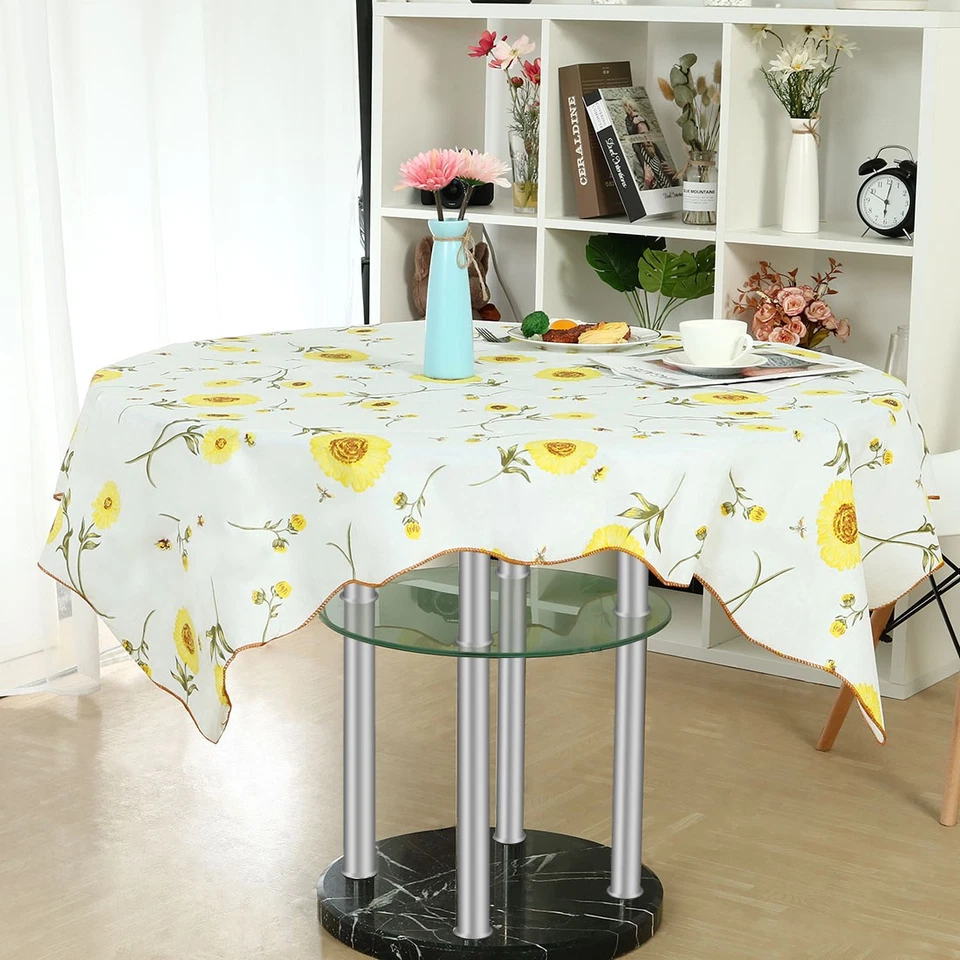 Vinyl Tablecloth for Square Table 53" x 53" Sunflower Print Oil  - Bild 1 von 4