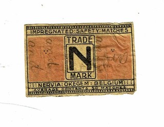 1 Old Belgium c early 1900s Matchbox label Nervia Okegem Ac50 size 54x35mm