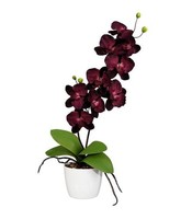 artplants Kunst Orchidee Morlek, Keramiktopf, Dunkelviolett, 60Cm