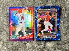 Noelvi Marte 2023 Prizm Blue Cracked Ice Prizm Donruss Rated Rookie Purple Holo