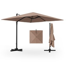 Patio 9.5FT Square Cantilever Offset Hanging Umbrella 2-Tier 360  Outdoor Coffee