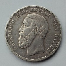 Kaiserreich 5 Mark Baden 1876, Friedrich, J.27