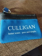Blue Culligan Coin Holder Change Purse Zipper New